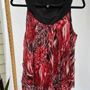 Red Flounce Tank Blouse